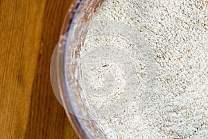 Whole-wheat flour in a bowl