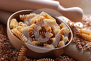 Whole wheat fusilli pasta