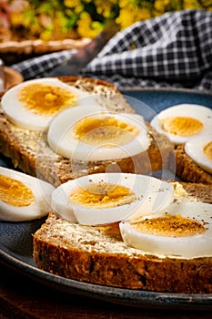 Whole wheat sandwich with boiled eggs