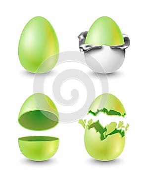 Whole, wrapped, cracked and broken Easter egg set