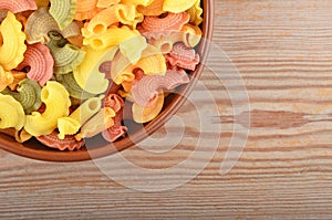 Wholegrain italian pasta in bowl