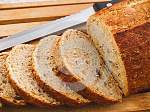 A wholemeal slice loaf of brown bread