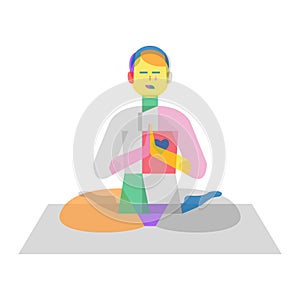 Wholeness and the challenges of well-being concept with man sitting in yoga pose as healing and inner work symbol photo