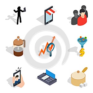 Wholesale purchase icons set, isometric style