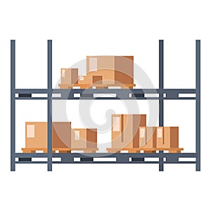 Wholesale store metal racks icon cartoon vector. Shop retail photo