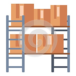 Wholesale store rack icon cartoon vector. Stock delivery photo