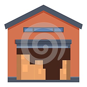 Wholesale store warehouse icon cartoon vector. Seller sale photo