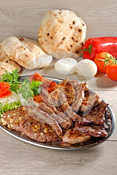 Wholesome platter of mixed meats, Balkan food