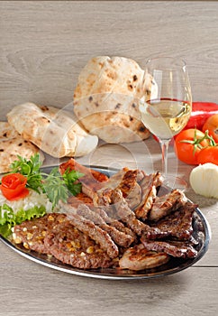 Wholesome platter of mixed meats, Balkan food