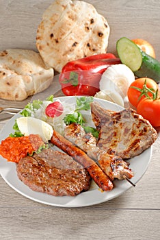 Wholesome platter of mixed meats, Balkan food