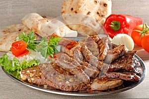 Wholesome platter of mixed meats/Balkan food photo