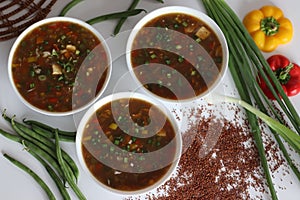 Wholesome Ragi Vegetable Soup. Nutrient-rich, vegan friendly, and comforting bowl of hearty soup with finger millets and