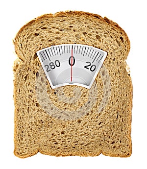 Wholesome slice of bread as weighing scale