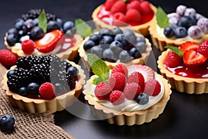 Wholesome Tasty sweet tartlets berry natural. Generate Ai