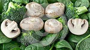 Wholesome vegan lunch bowl featuring avocado, mushrooms, broccoli, and spinach for a nutritious meal