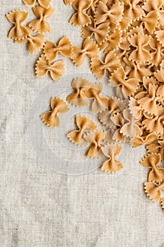 Wholewheat farfalle pasta. Tasty italian pasta.