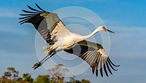 whooping crane - Grus americana - is an endangered crane species, native to North America named for its whooping calls flying in