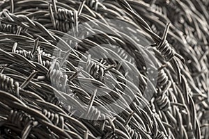 Whorl of barbed wire forming a coil