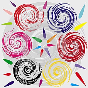 Whorl and colored shapes