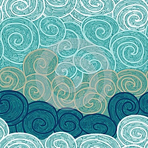 Whorl seamless hand drawn pattern