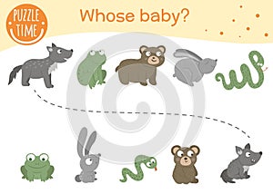 Whose baby matching activity for preschool children. photo
