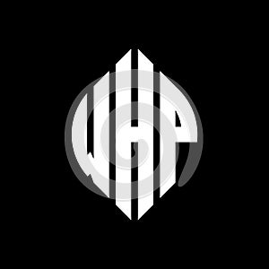 WHP circle letter logo design with circle and ellipse shape. WHP ellipse letters with typographic style. The three initials form a