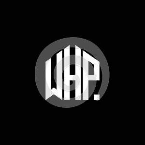 WHP letter logo design on BLACK background. WHP creative initials letter logo concept. WHP letter design.WHP letter logo design on photo