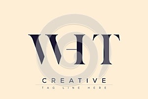 WHT abstract letter logo design