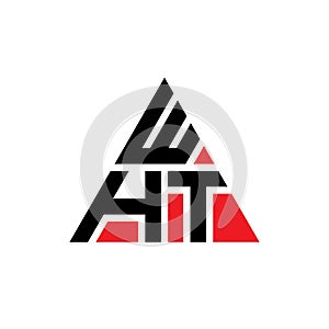 WHT triangle letter logo design with triangle shape. WHT triangle logo design monogram. WHT triangle vector logo template with red photo
