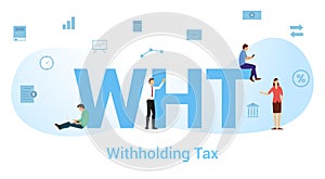 Wht withholding tax concept with big word or text and team people with modern flat style - vector photo