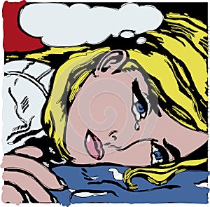 Why girl crying pop art retro style