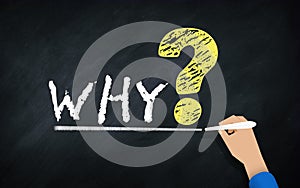 Why Question With A big Question Mark hand written On Chalkboard. concept