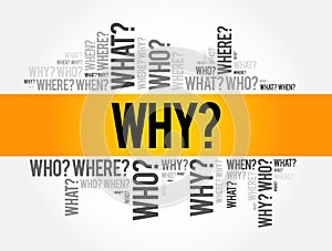 WHY? Question word and questions whose answers are considered basic in information gathering or problem solving, word cloud