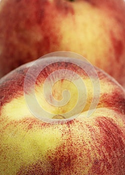 Whyte Peach, persica vulgaris, Close up of Fruit photo