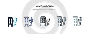 Wi connection icon in different style vector illustration. two colored and black wi connection vector icons designed in filled,