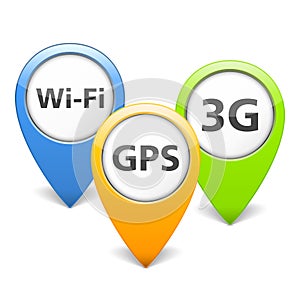 Wi-Fi, 3G and GPS icons