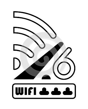 Wi-Fi 6 icon vector. New wireless generation logo. High network bandwidth illustration on white background. Wifi 6 certified