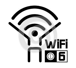 Wi-Fi 6 icon vector. New wireless generation logo. High network bandwidth illustration on white background. Wifi 6 certified