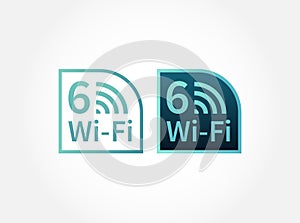 Wi-fi 6 wireless flat vector icon logo set