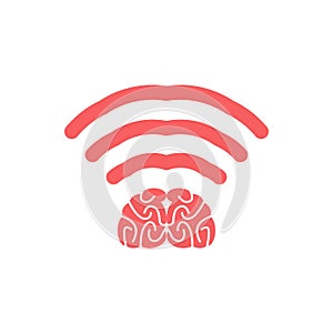 Wi-fi brain. WiFi mind. Wireless connection wiseacre. Passing th