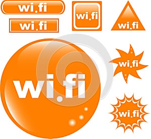 Wi Fi button set glossy icon