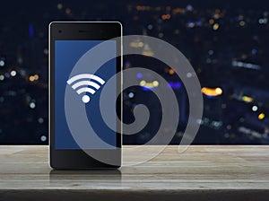 Wi-fi connection icon on modern smart phone screen