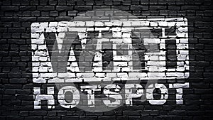 Wi fi hotspot sign on brick wall