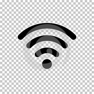 Wi-Fi icon. Black signal WiFi isolated on transparent background. Mobile internet symbol. Logo wireless network. Sign free access.