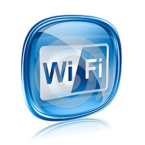 WI-FI icon blue glass