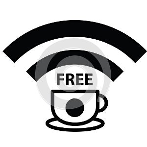 Wi-fi icon.  free wifi coffee icon vector/ cup icon