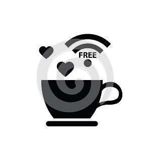 Wi-fi icon.  free wifi coffee icon vector/ cup icon