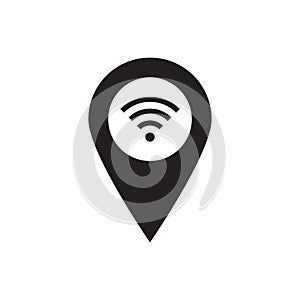 Wi fi icon, isolated. Wi-Fi Map Marker icon. Flat design.