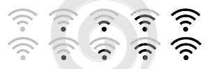 Wi-fi icon vector symbol. wifi sign. isolated router internet antenna hotspot wave mobile phone set