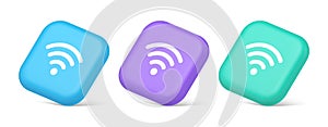 Wi fi internet connection button high speed wireless cyberspace digital network 3d isometric icon